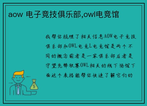 aow 电子竞技俱乐部,owl电竞馆